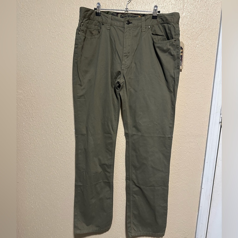 Tailor Vintage‎ Army Green Straight Fit Pants size 38 Tall